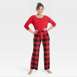 Stars Above Plaid Red Pajama Set